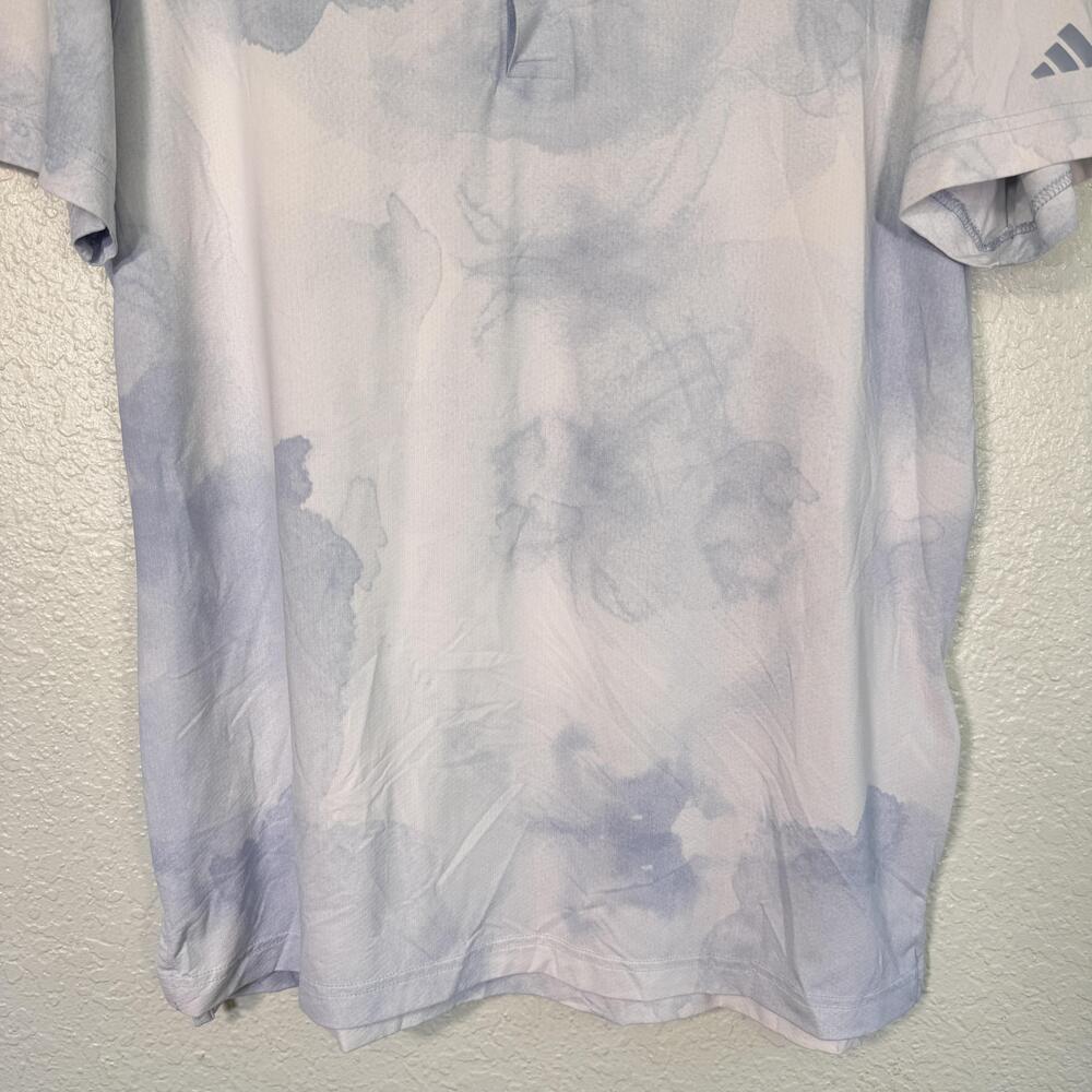 Adidas Polo Shirt Mens Medium Harbour Town Golf Links Tie Dye Print White Blue - Picture 8 of 11